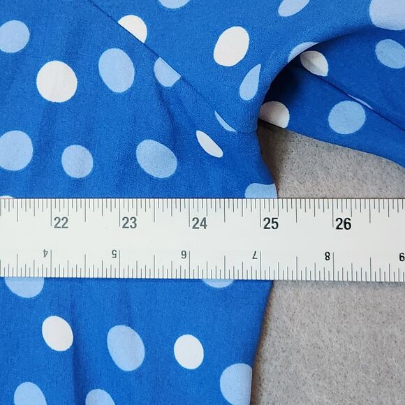 Bob Mackie Women's 1X Button Front Blue & White Polka Dot Printed Top - Picture 8 of 11